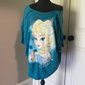 Teal Ladies Womens Elsa T Shirt Authentic Original Disney Parks Size L Large